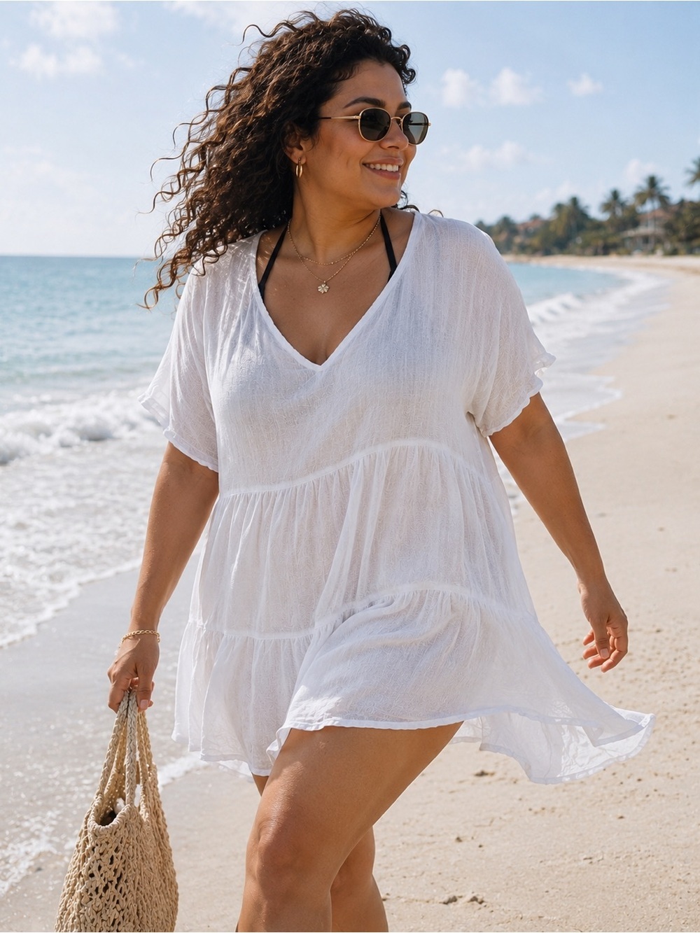 Anthropologie Joie 100% Linen White Tunic Dress Large Coastal Boho Cover Up